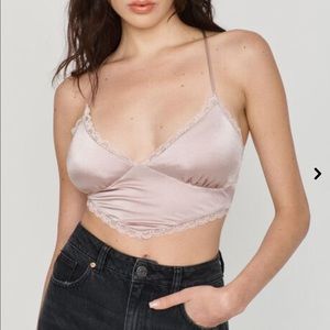 Garage Satin Summer Lace Up Lingerie Cropped Cami